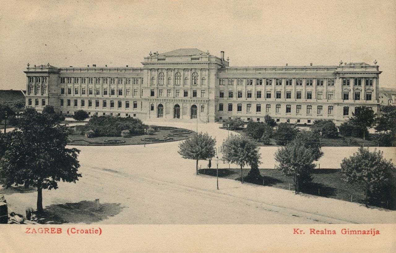 Kraljevska Realna gimnazija, Trg Khuena Hedervaryja (današnji Muzej Mimara, Rooseveltov trg), 1904. godina